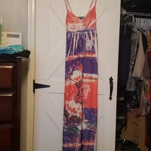 Coral and Purple Watercolor Maxi